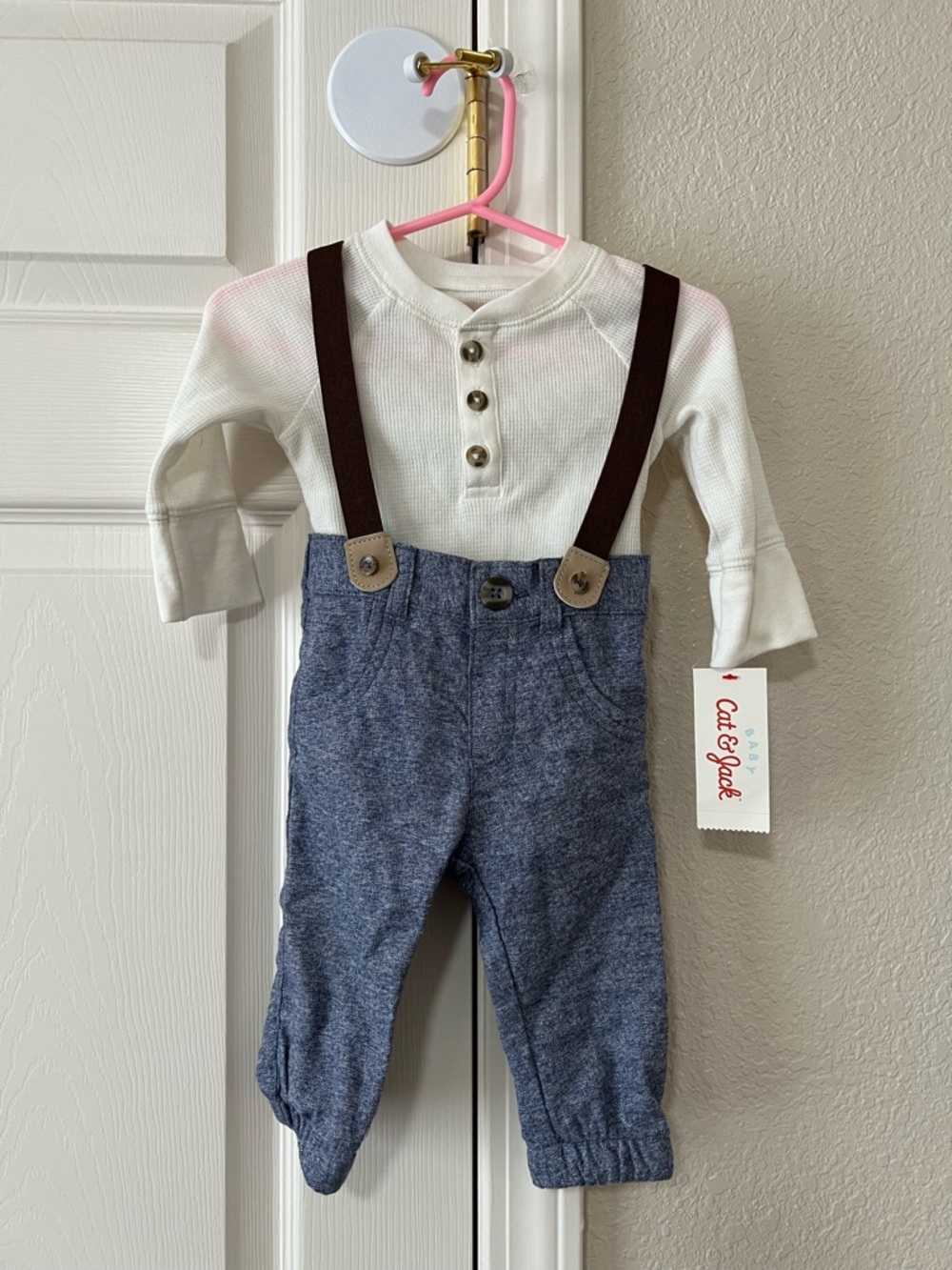 Cat & Jack Baby 2pc Suspender Pants Outfit 3-6M NWT